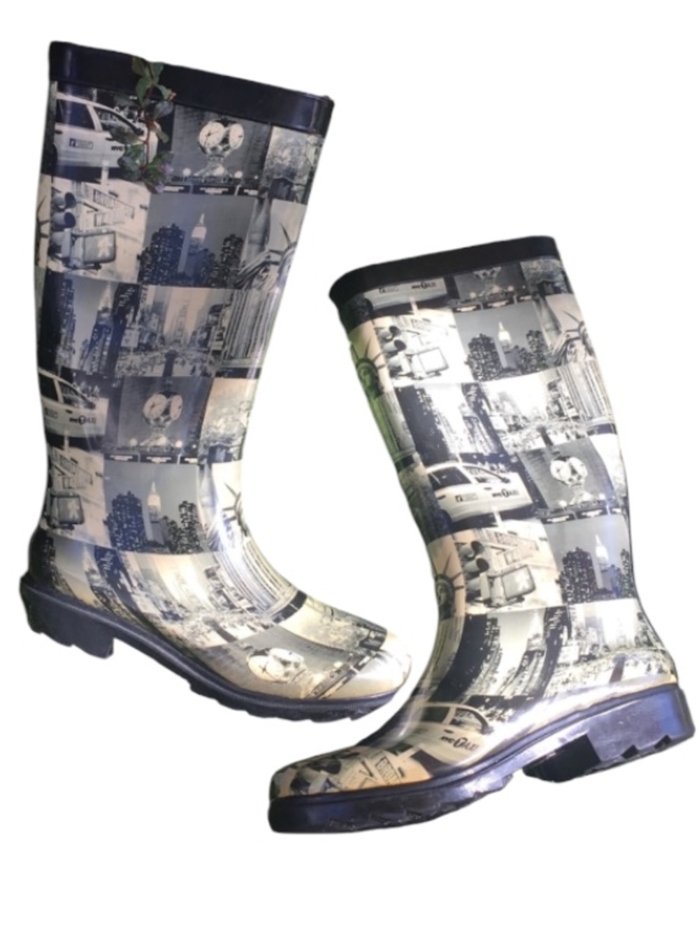 Women’s Photo-Print Rain Boots - Black & White City Scenes